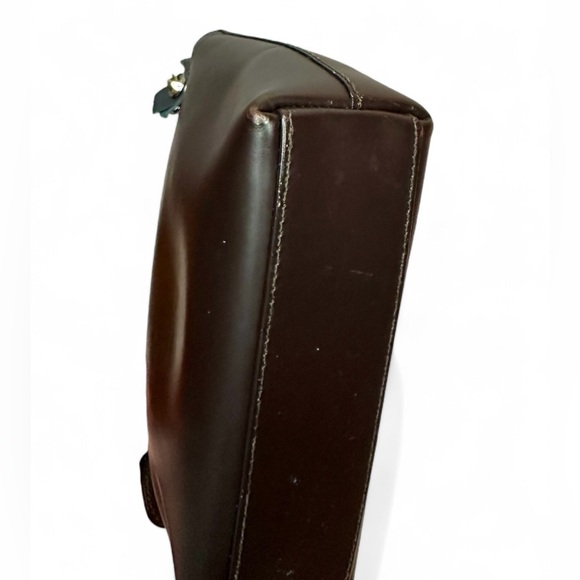 Authentic Gucci Brown Leather Square G Monogram Makeup Cosmetic Bag Pouch - Picture 6 of 9